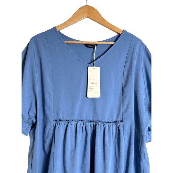 Dokotoo Women's Ruffle Bell Sleeves Peplum Top Relaxed Pullover Size XL Blue NWT - Picture 6 of 9